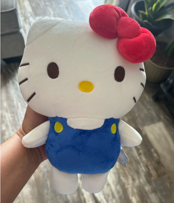 Free shipping! Sanrio Hello Kitty Stand up Small Plush 22cm 9inch Blue and Red (Authentic, Original, Genuine, Licensed, official)