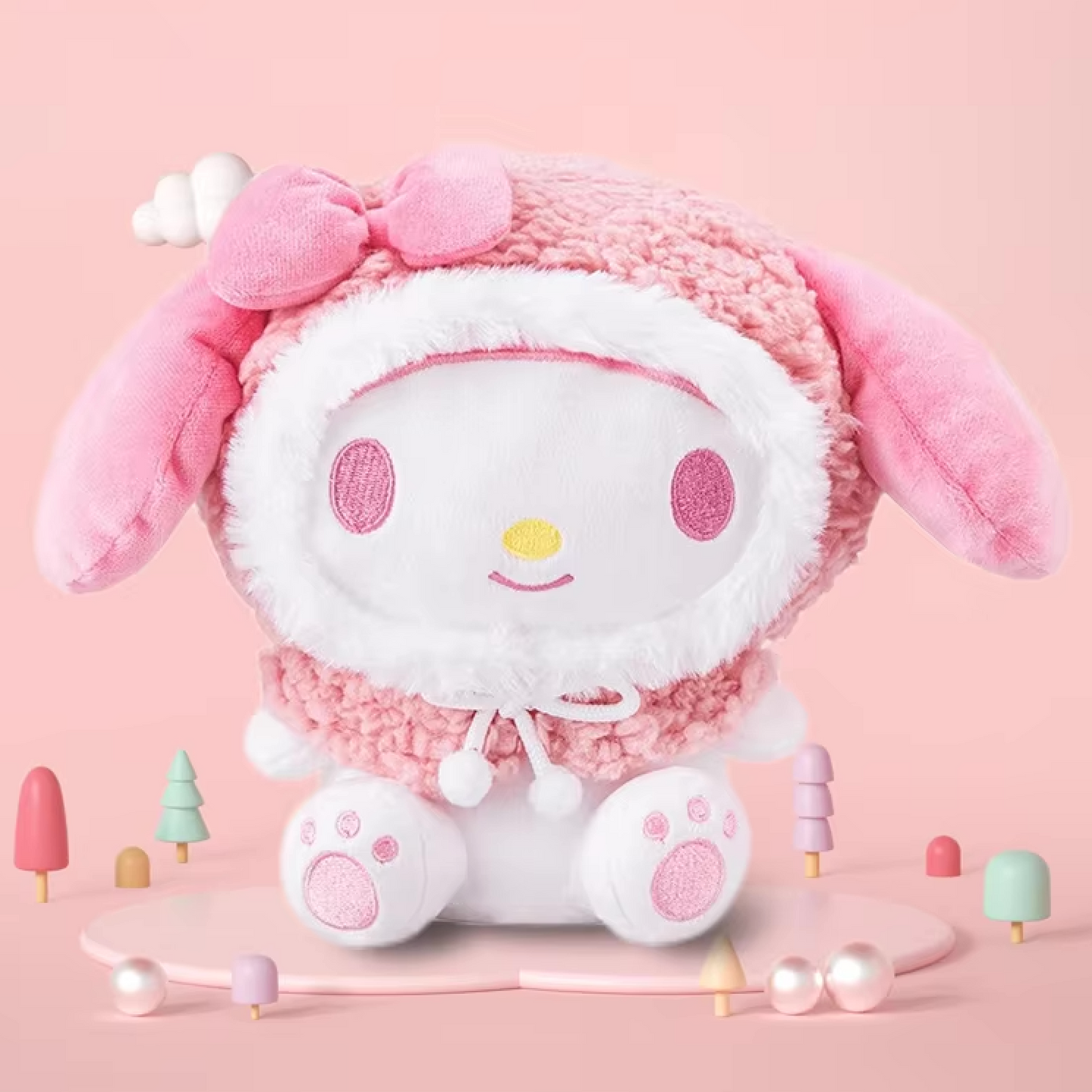 Free shipping! Sanrio My Melody Hoodie Figure 22cm Small plush Rose Pink(Authentic, Original, Genuine, Licensed, official)