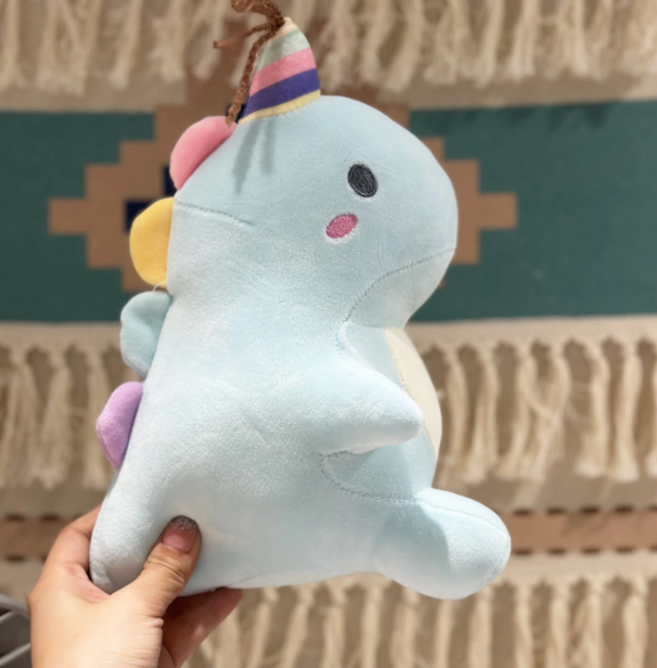 Free shipping! No name Baby Dinosaur Unicorn horn Small Plush 22cm 9inch Baby blue