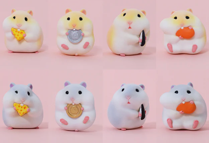 No name No flock hair Hamster Blind Box Figure 5cm 2inch Yellow and Gray (Authentic, Original, Genuine, Licensed, official)