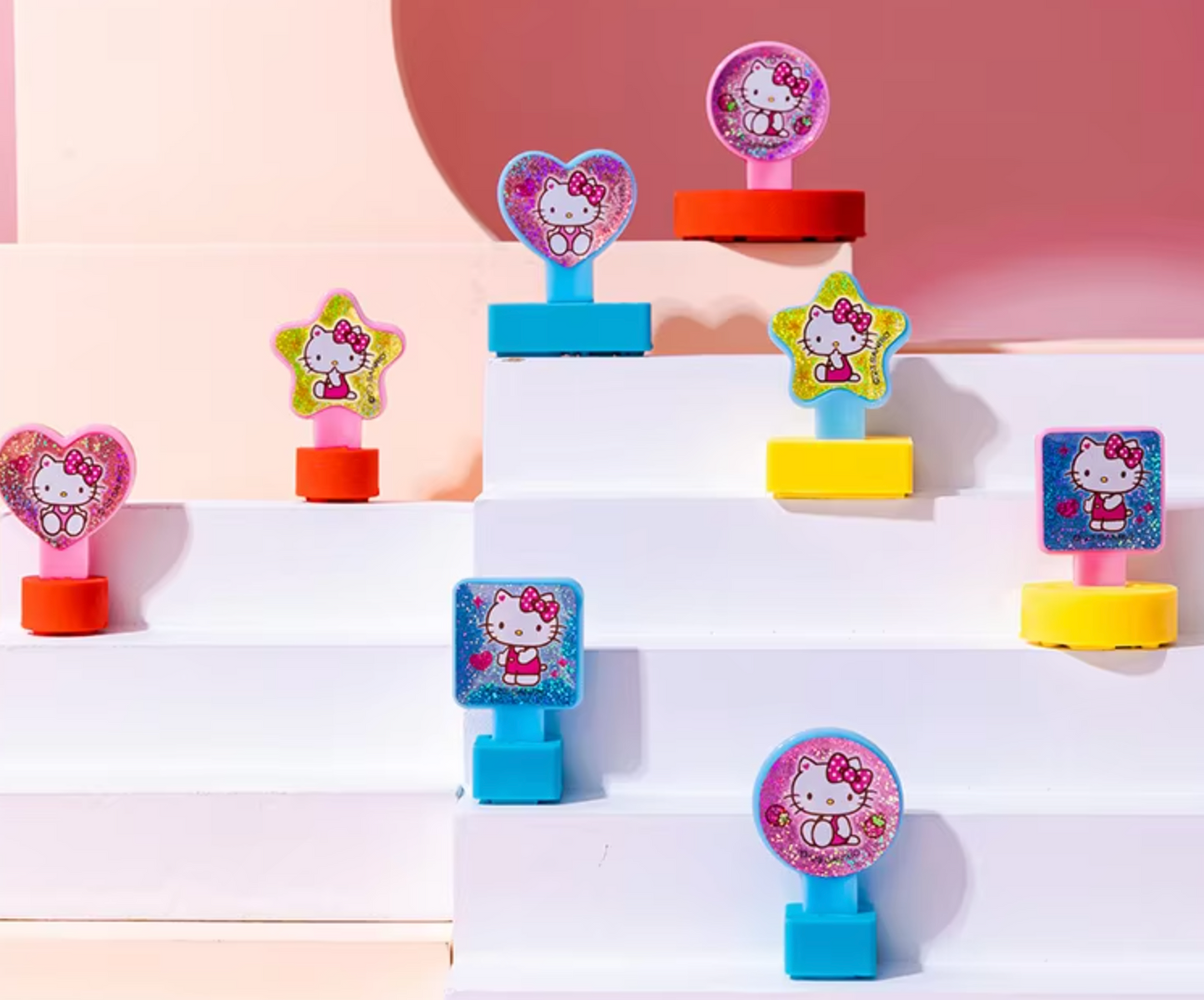 Sanrio Hello Kitty Stamp Set Stationery 20cm 8inch Blue ink and Pink ink (Authentic, Original, Genuine, Licensed, official)