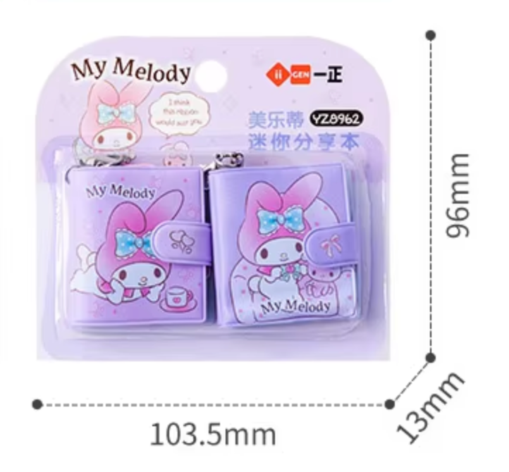 Sanrio Pochacco Keychain Vinyl cover Note Charm 2pcs Little Note Stationery 4cm 1.5inch Pastel Blue and Pastel Purple (Authentic, Original, Genuine, Licensed, official)
