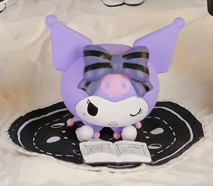 Sanrio Lucky Divination Kuromi Lying down with a book and a mat Open No Box Blind Box Figure 6cm 2.5inch Purple and Pink (Authentic, Original, Genuine, Licensed, official)