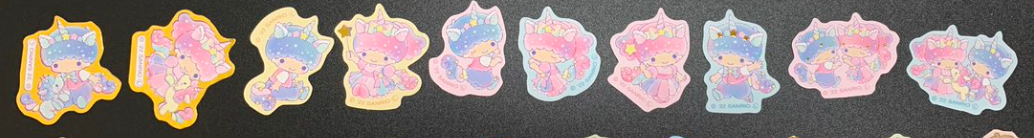 Sanrio Little Twin Stars Flake Sticker 10pcs Stationery 2cm 1inch Various colors (Authentic, Original, Genuine, Licensed, official)