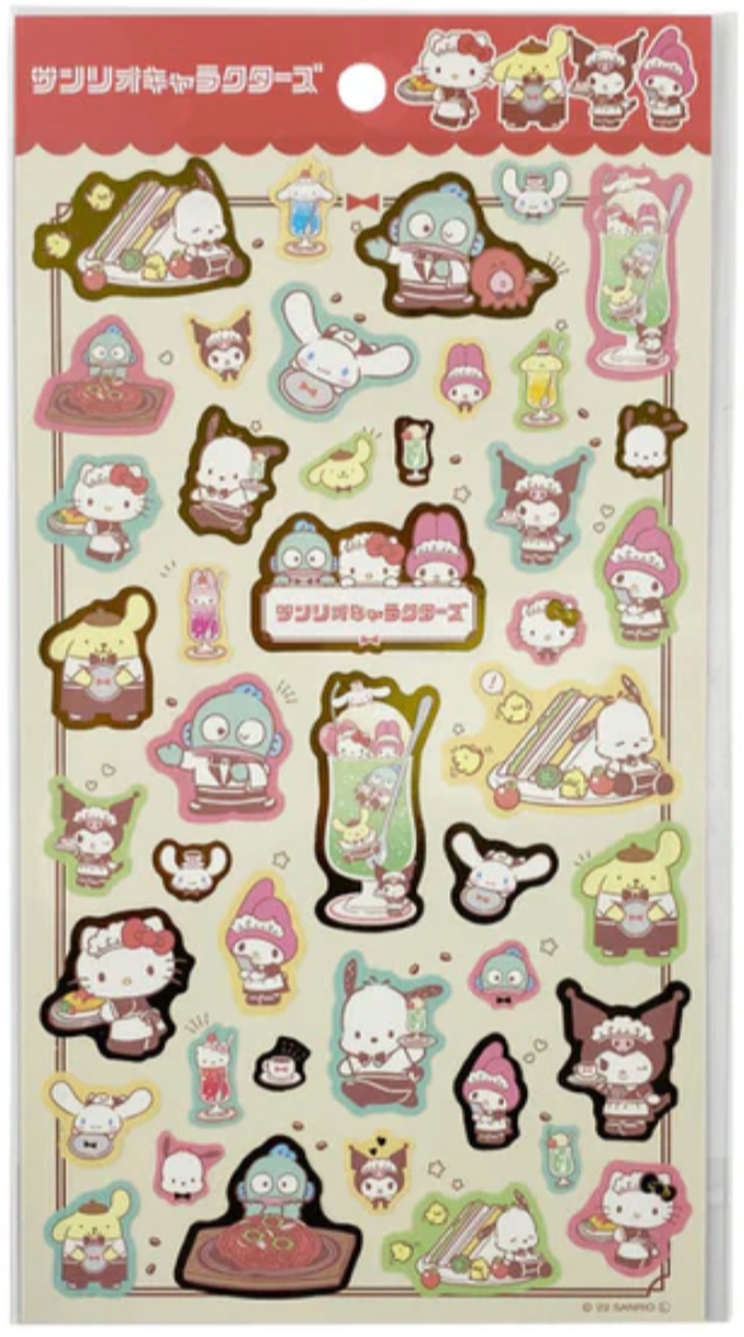 Free shipping! Sanrio Characters Cafe Sheet Sticker Stationery 20cm 8inch Various colors (Authentic, Original, Genuine, Licensed, official)
