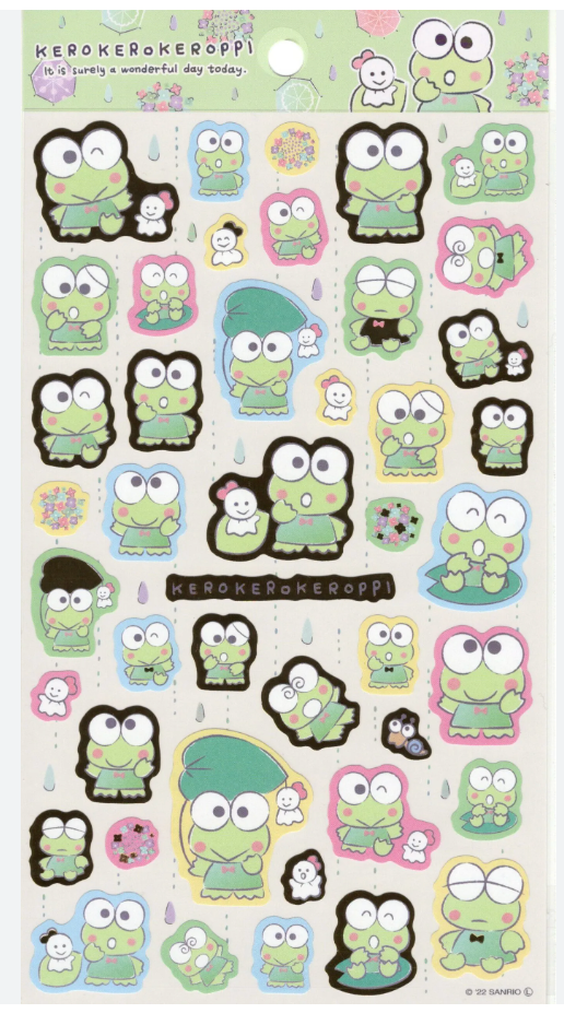 Free shipping! Sanrio Keroppi Sheet Sticker Stationery 20cm 8inch Various colors (Authentic, Original, Genuine, Licensed, official)