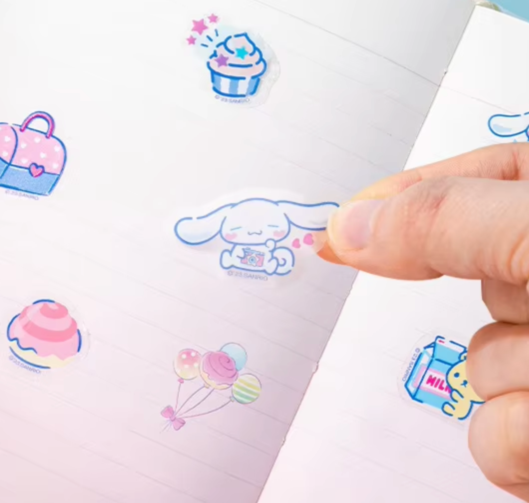 Free shipping! Sanrio Cinnamoroll Clear Flake Sticker 25pcs Stationery 2cm 1inch Various colors (Authentic, Original, Genuine, Licensed, official)