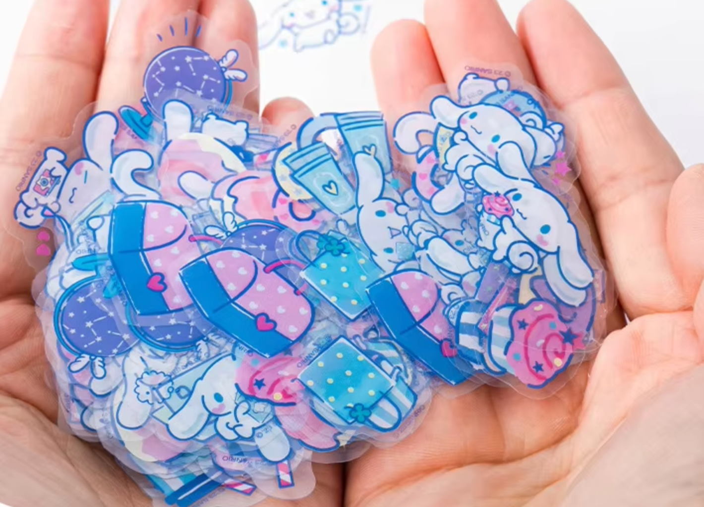 Free shipping! Sanrio Cinnamoroll Clear Flake Sticker 25pcs Stationery 2cm 1inch Various colors (Authentic, Original, Genuine, Licensed, official)