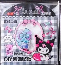 Free shipping! Sanrio Kuromi Clear Flake Sticker 25pcs Sticker Stationery 2cm 1inch Various colors (Authentic, Original, Genuine, Licensed, official)
