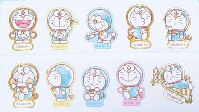 Free shipping! Anime Doraemon Flake Sticker 10pcs Sticker Stationery 2cm 1inch Various colors (Authentic, Original, Genuine, Licensed, official)
