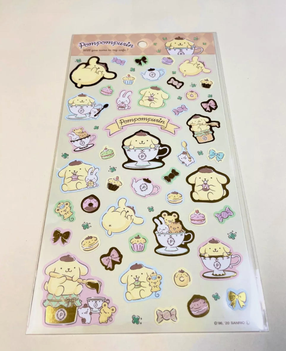 Free shipping! Sanrio Pompompurin Sheet Sticker Stationery 20cm 8inch (Authentic, Original, Genuine, Licensed, official)