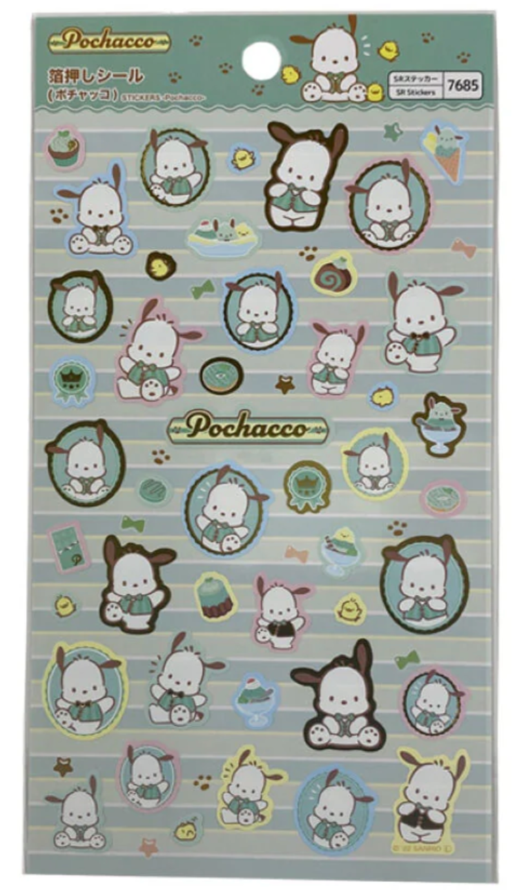Free shipping! Sanrio Pochacco Sheet Sticker Stationery 20cm 8inch (Authentic, Original, Genuine, Licensed, official)