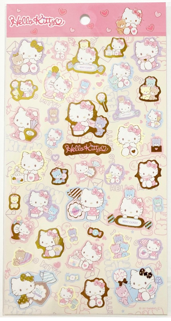 Free shipping! Sanrio Hello Kitty Cream Sheet Sticker Stationery 20cm 8inch (Authentic, Original, Genuine, Licensed, official)