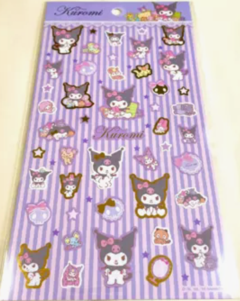 Free shipping! Sanrio Kuromi Sheet Sticker typeA Sticker Stationery 20cm 8inch Various colors (Authentic, Original, Genuine, Licensed, official)
