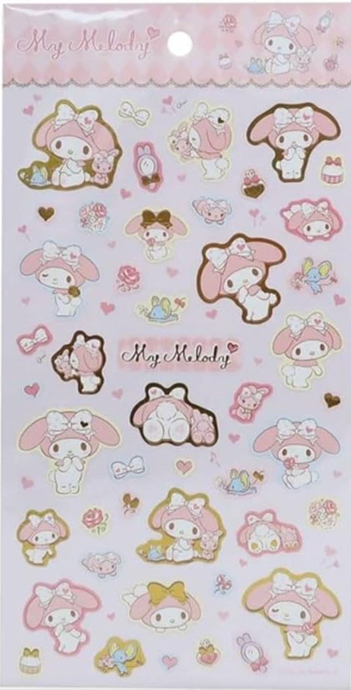 Free shipping! Sanrio My Melody Sheet Sticker typeA Sticker Stationery 20cm 8inch Various colors (Authentic, Original, Genuine, Licensed, official)