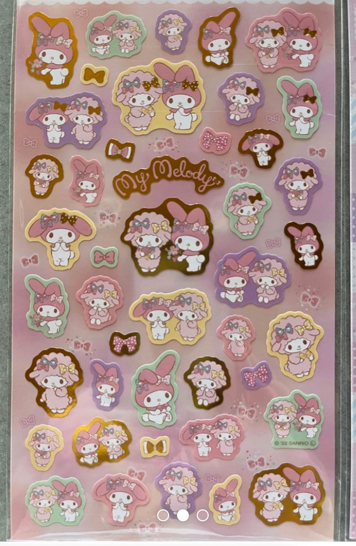 Free shipping! Sanrio My Melody Sheet Sticker typeB Sticker Stationery 20cm 8inch Various colors (Authentic, Original, Genuine, Licensed, official)