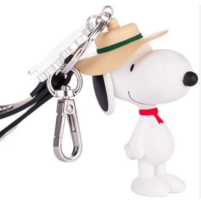 Peanuts Snoopy Summer Hat Figure Keychain 8cm 3.5inch White, Light Brown and Black (Authentic, Original, Genuine, Licensed, official)