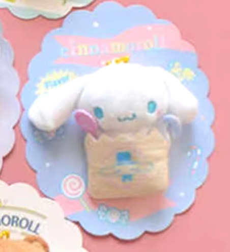 Sanrio Cinnamoroll in Candy bag with brooch metal fittings Plush Charm Keychain 10cm 4inch White and Sky Blue (Authentic, Original, Genuine, Licensed, official)