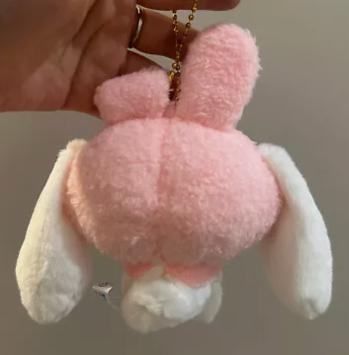 Sanrio Cinnamoroll in My Melody costume Plush Charm Keychain 12cm 5inch White and Pink (Authentic, Original, Genuine, Licensed, official)