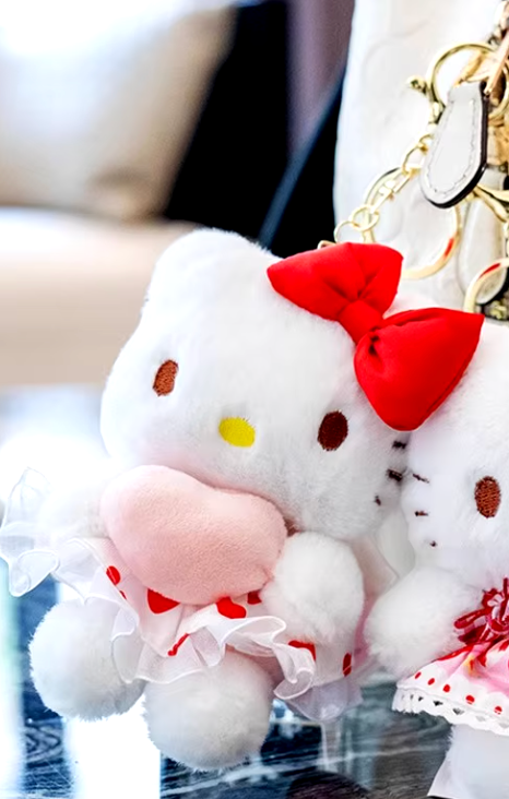 Sanrio Hello Kitty Heart Dress Plush Charm Keychain 12cm 5inch White and Red (Authentic, Original, Genuine, Licensed, official)