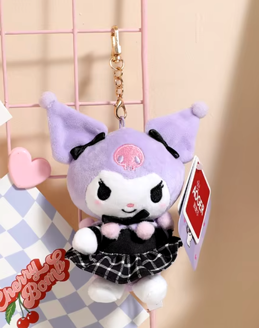 Sanrio Kuromi Cute Dress Plush Charm Keychain 12cm 5inch Purple (Authentic, Original, Genuine, Licensed, official)