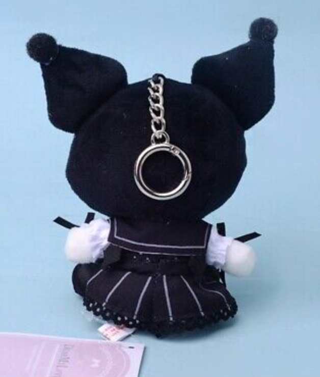 Sanrio Kuromi Goth Rock Style Plush Charm Keychain 12cm 5inch Black and White (Authentic, Original, Genuine, Licensed, official)