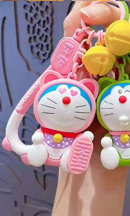 Anime Doraemon Lucky Cat Pink Loving eye Figure Keychain 5cm 2inch Pink and white (Authentic, Original, Genuine, Licensed, official)