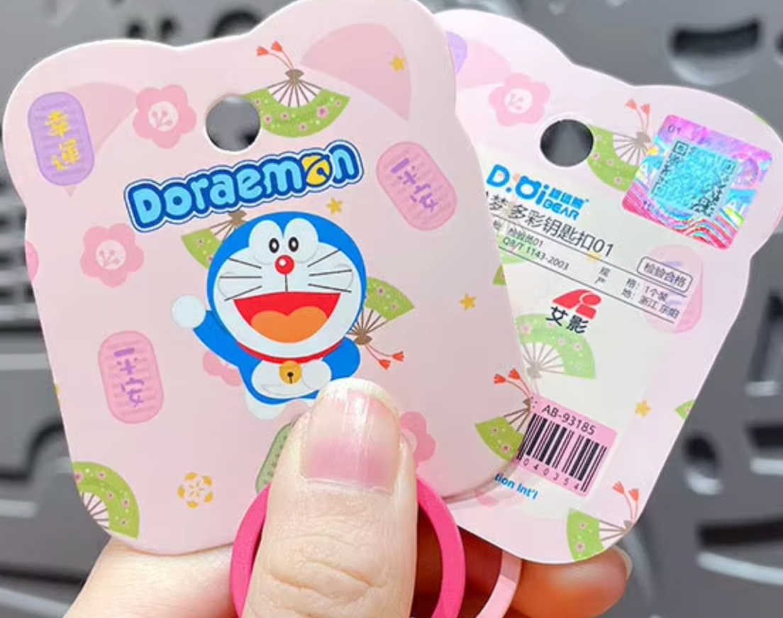 Anime Doraemon Lucky Cat Pink Loving eye Figure Keychain 5cm 2inch Pink and white (Authentic, Original, Genuine, Licensed, official)