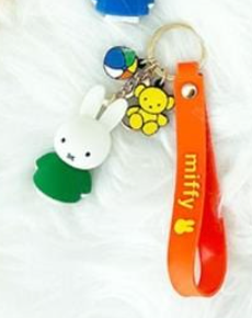 Mercis by Miffy Original Green Figure Keychain 5cm 2inch Green and Orange (Authentic, Original, Genuine, Licensed, official)