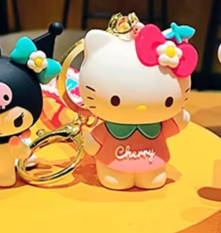 Sanrio Hello Kitt Cherry Figure Keychain 6cm 2.5inc Red,Pink and White (Authentic, Original, Genuine, Licensed, official)
