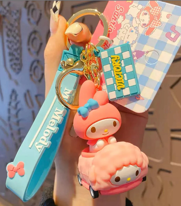 Sanrio My Melody Car Figure Keychain 5cm 2inch Pink and White (Authentic, Original, Genuine, Licensed, official)