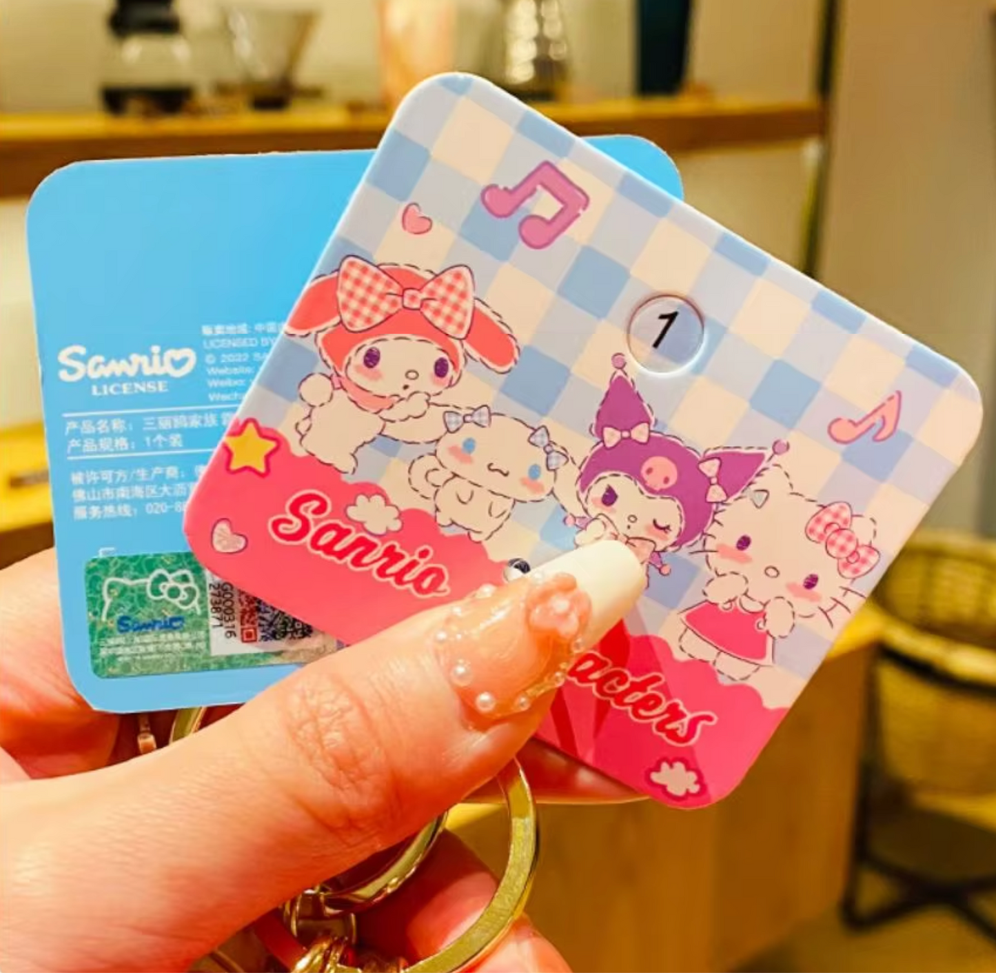 Sanrio Hello Kitty Original style with Apple Figure Keychain 6cm 2.5inch Red, Yellow and Blue (Authentic, Original, Genuine, Licensed, official)