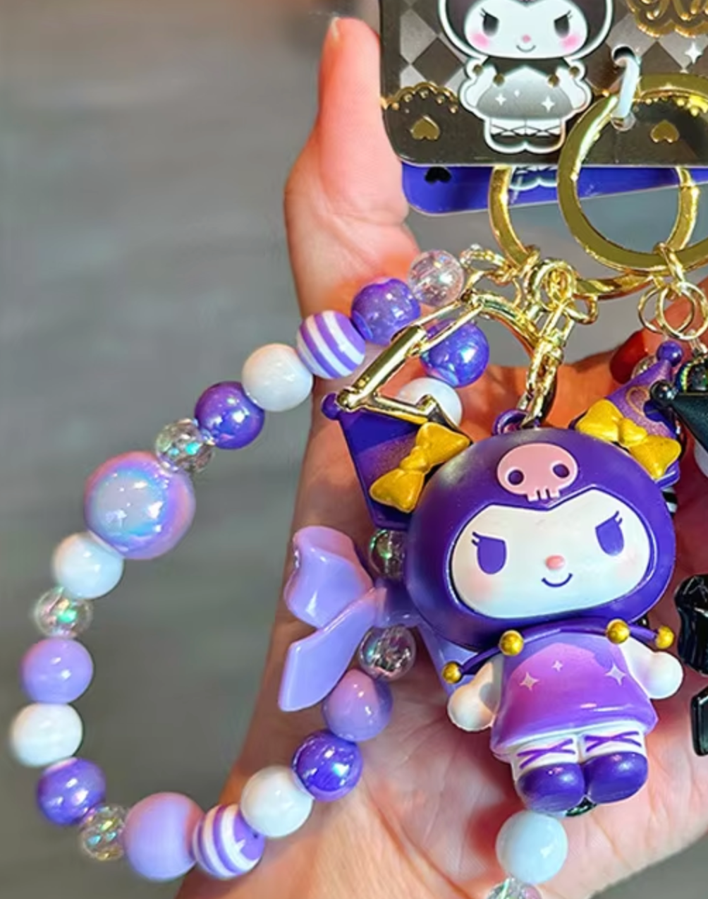 Sanrio Kuromi Bling Bling Purple Figure Keychain 6cm 2.5inch Purple and Gold (Authentic, Original, Genuine, Licensed, official)