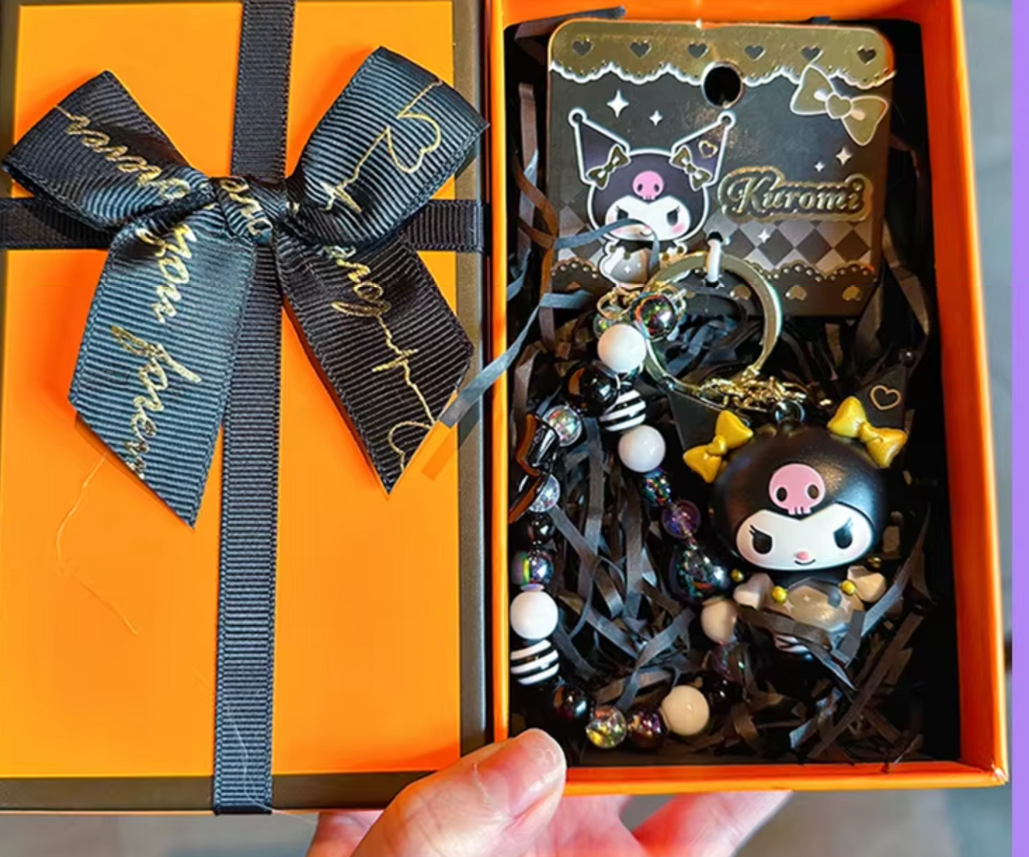 Sanrio Kuromi Bling Bling Black Figure Keychain 6cm 2.5inch Black and Gold (Authentic, Original, Genuine, Licensed, official)