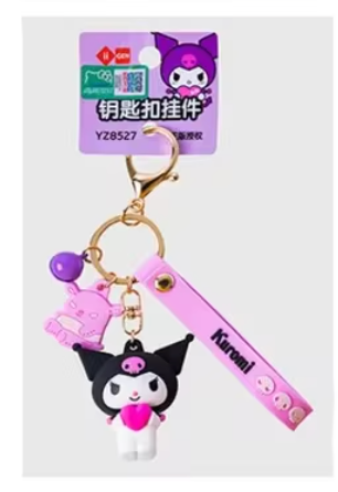 Sanrio Kuromi Figure Keychain 5cm 2inch Black, Pink and white(Authentic, Original, Genuine, Licensed, official)