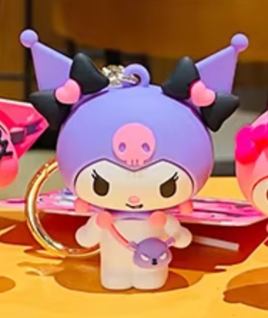 Sanrio Kuromi Rock Purple Figure Keychain 6cm 2.5inch Purple and Black(Authentic, Original, Genuine, Licensed, official)