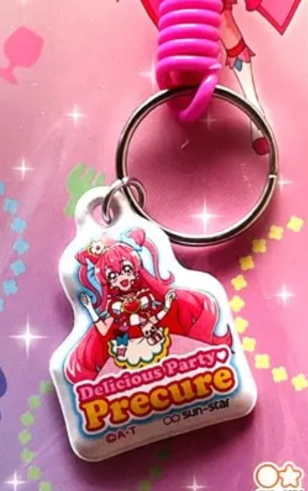 Anime PreCure Pretty Cure Hoshizora Miyuki spiral keychain Vinyl Cover Keychain 4cm 1.5inch Pink (Authentic, Original, Genuine, Licensed, official)