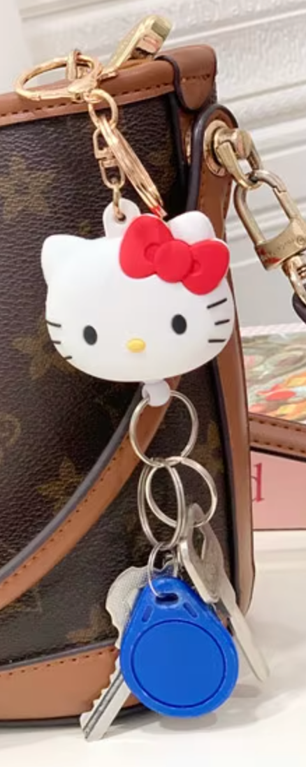Sanrio Hello Kitty Key Reel Key Bak Rubber Keychain 5cm 2inch White and Red (Authentic, Original, Genuine, Licensed, official)