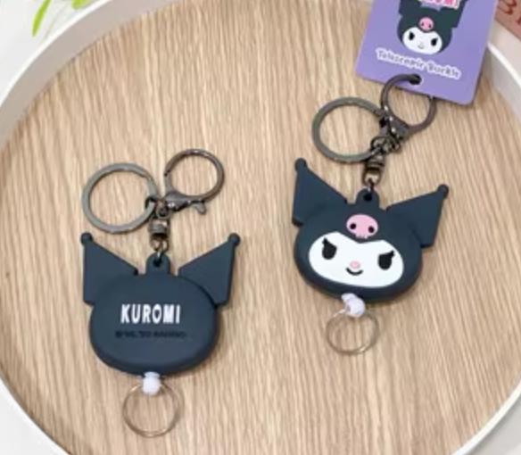 Sanrio Kuromi Key Reel Key Bak Rubber Keychain 5cm 2inch Black and Purple (Authentic, Original, Genuine, Licensed, official)