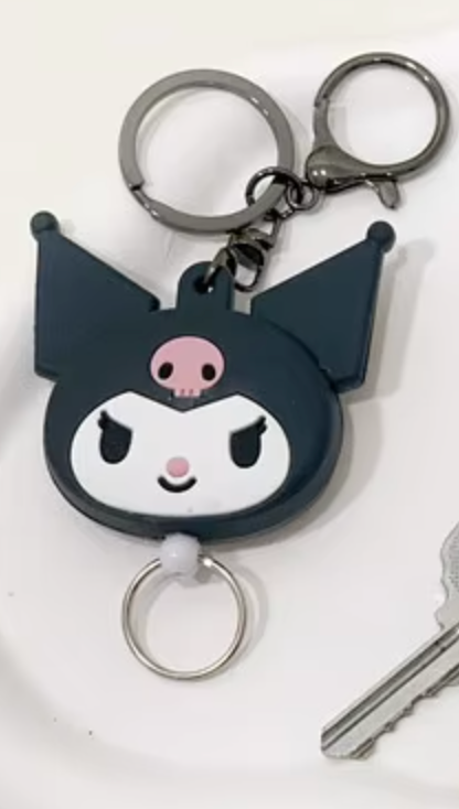 Sanrio Kuromi Key Reel Key Bak Rubber Keychain 5cm 2inch Black and Purple (Authentic, Original, Genuine, Licensed, official)