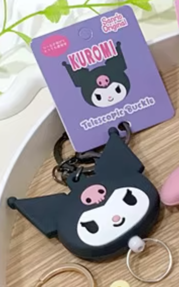 Sanrio Kuromi Key Reel Key Bak Rubber Keychain 5cm 2inch Black and Purple (Authentic, Original, Genuine, Licensed, official)