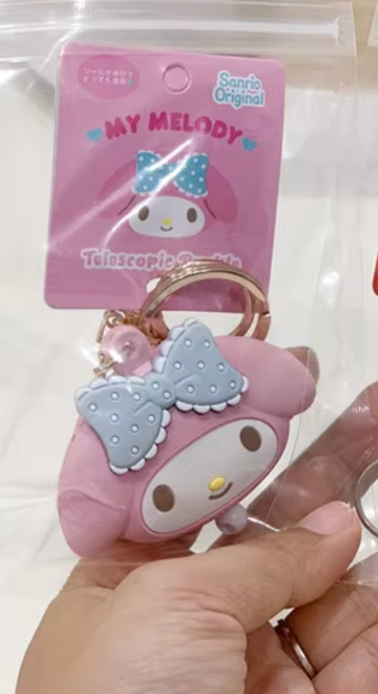 Sanrio My Melody Key Reel Key Bak Keychain 5cm 2inch Soft Pink and baby blue (Authentic, Original, Genuine, Licensed, official)