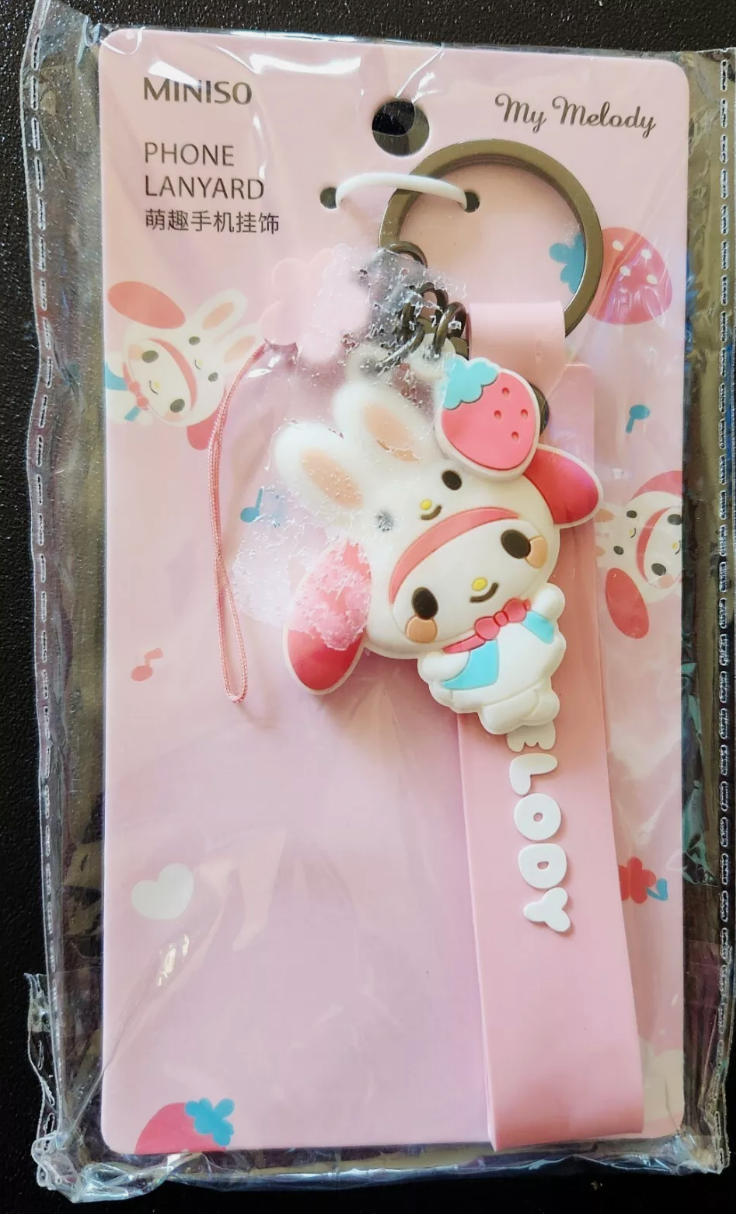 Sanrio My Melody Flat Key chain Rubber Keychain 4cm 1.5inch Pink (Authentic, Original, Genuine, Licensed, official)