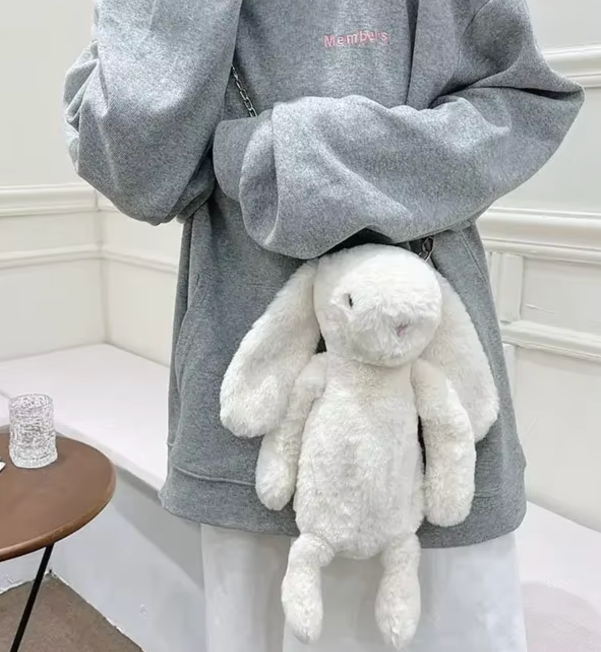 No name Bunny Black be used as a backpack Plush Bag Shoulder Bag 25cm 10inch Black and Gold (Authentic, Original, Genuine, Licensed, official)