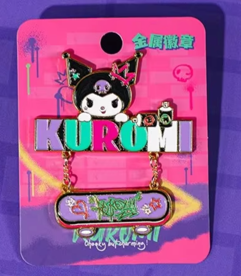 Sanrio Kuromi Type A Pin Accessories 3cm 1.5inch Black and Various colors(Authentic, Original, Genuine, Licensed, official)
