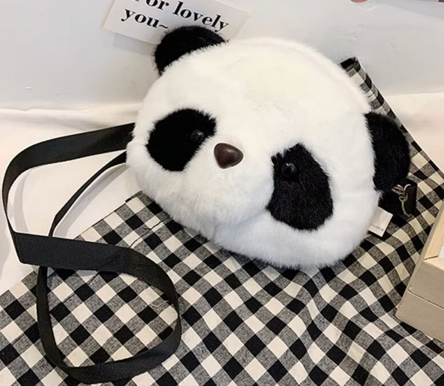 No name Panda Plush Bag Plush Bag Shoulder Bag 17cm 7inch Black and White (Authentic, Original, Genuine, Licensed, official)