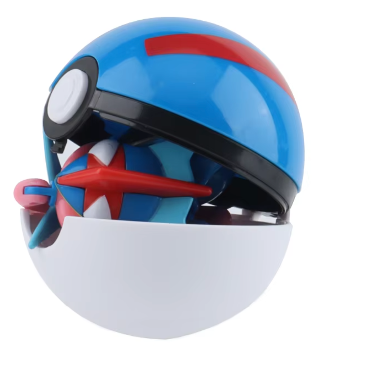 Anime Pokemon Greninja with Pokemon ball Assembly type Figure 10cm 4inch Various colors, Blue (Authentic, Original, Genuine, Licensed, official)