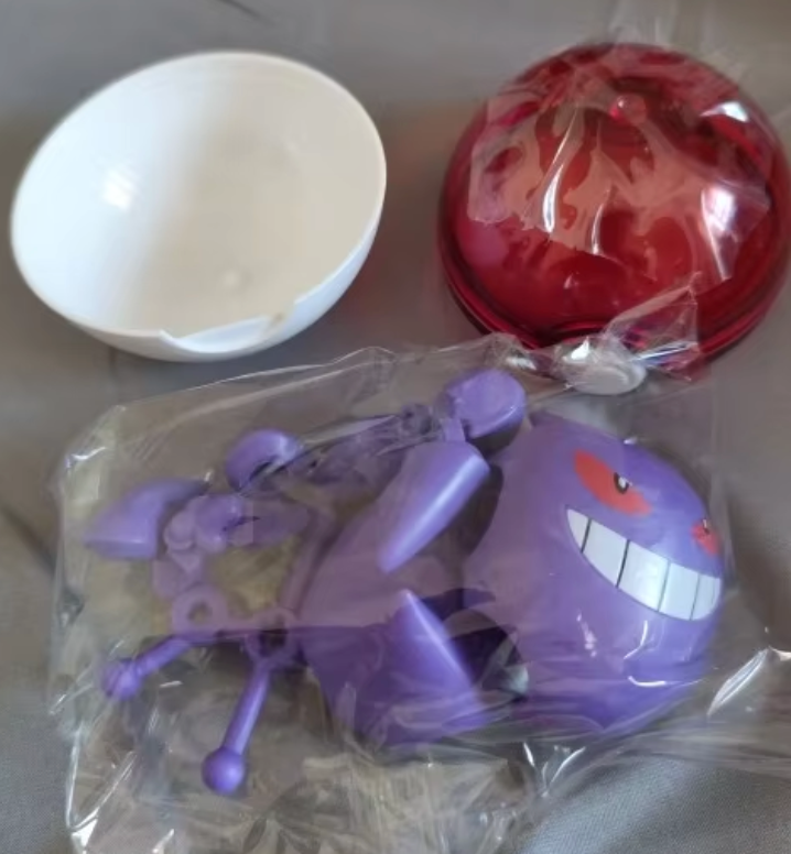 Anime Pokemon Gengar with Clear Pokemon ball Model kit Figure 10cm 4inch Transparent Various colors Purple (Authentic, Original, Genuine, Licensed, official)