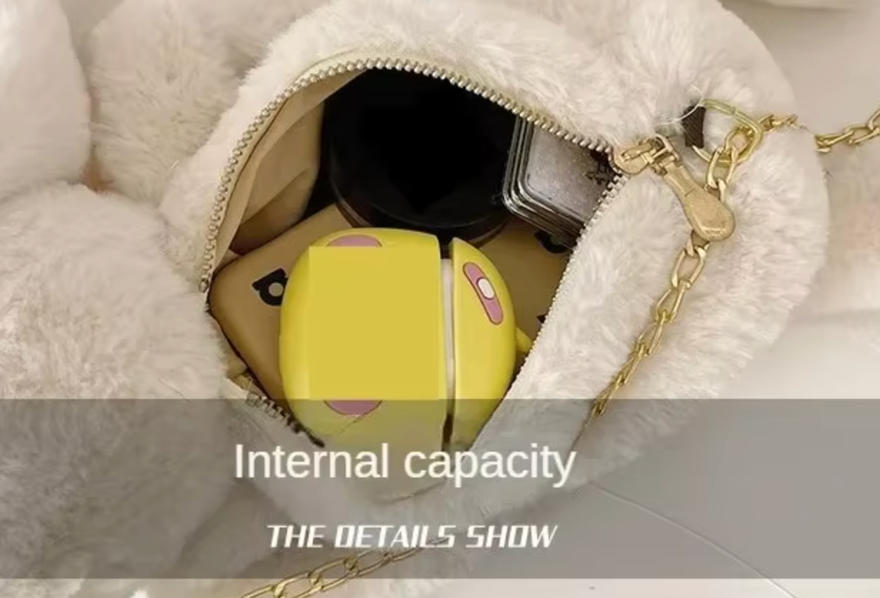 No name Bunny White be used as a backpack Plush Bag Shoulder Bag 25cm 10inch White and Gold(Authentic, Original, Genuine, Licensed, official)