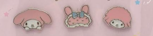 Sanrio My Melody Friends Pierce 3pic Earrings Accessories 1cm 0.4inch Pink, Silver (Authentic, Original, Genuine, Licensed, official)